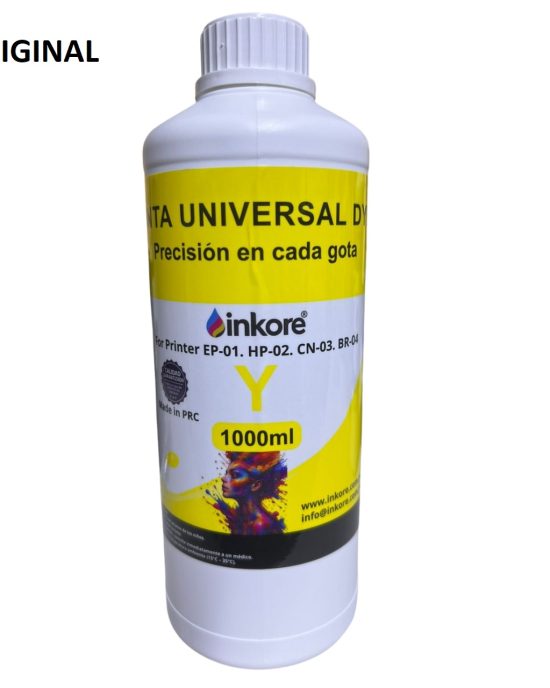 Tinta Inkore Universal 1lt Para Epson, Hp, Brother, Canon AMARILLO