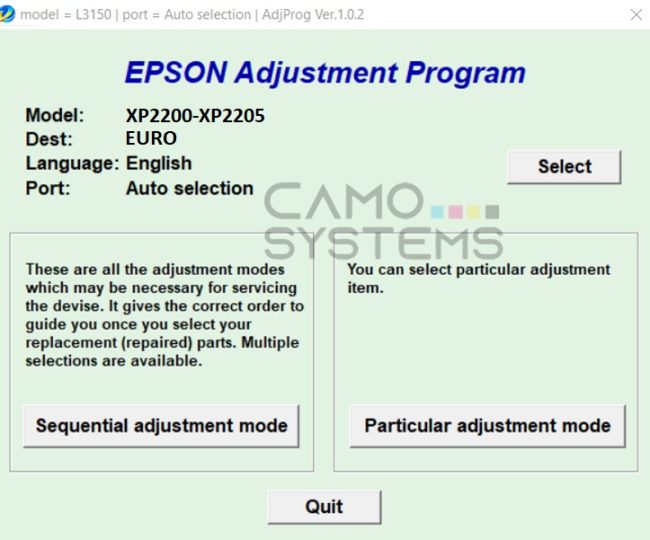 Reset Epson XP2200 – XP2205