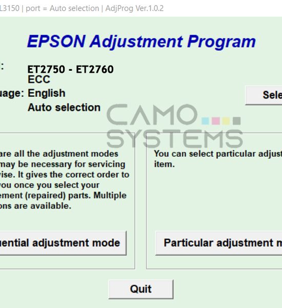 Reset Epson ET2750 - ET2760 Adjustment Program