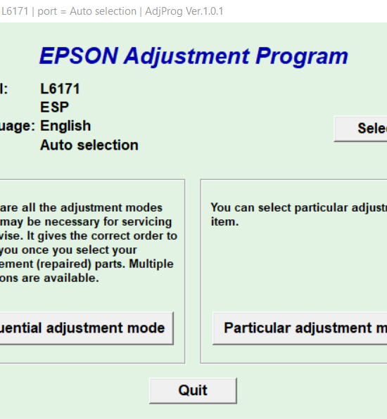 Reset Epson L6161, L6171, L6190, L6091Adjustment Program epson