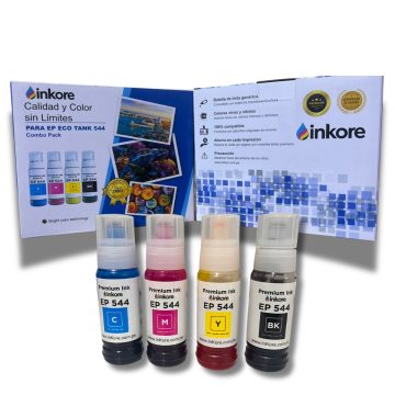 Pack Tinta Inkore® CMYK 400 ml para uso en Epson Serie 504-544