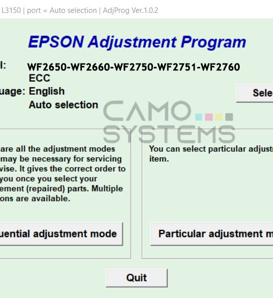 Reset Epson WF2650, WF2660, WF2750, WF2751, WF2760 Adjustment Program