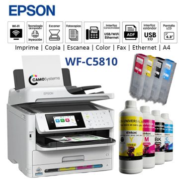 Epson WF-C5810 Nueva + Sistema Recargable 4x350ml + 4 Litros Tinta Inkore®