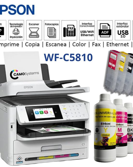 Epson WF-C5810 Nueva + Sistema Recargable 4x350ml + 4 Litros Tinta Inkore®