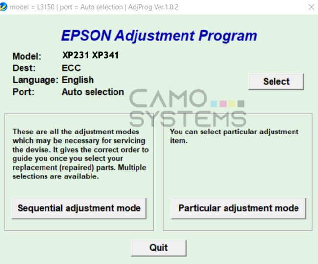 Reset Epson XP231 XP341