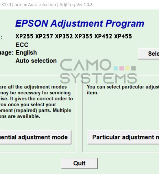 Reset Epson XP255 XP257 XP352 XP355 XP452 XP455 Adjustment Program