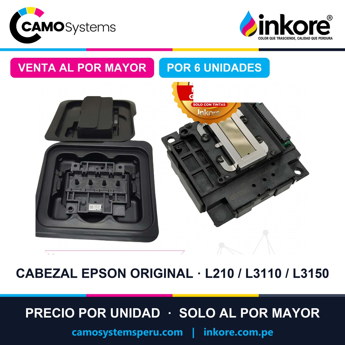 Cabezal Epson original L210 / L120 / L3250 / L3110 / L300 / L301 y compatibles (garantía 6 meses) - Precio al por mayor por 6 unidades