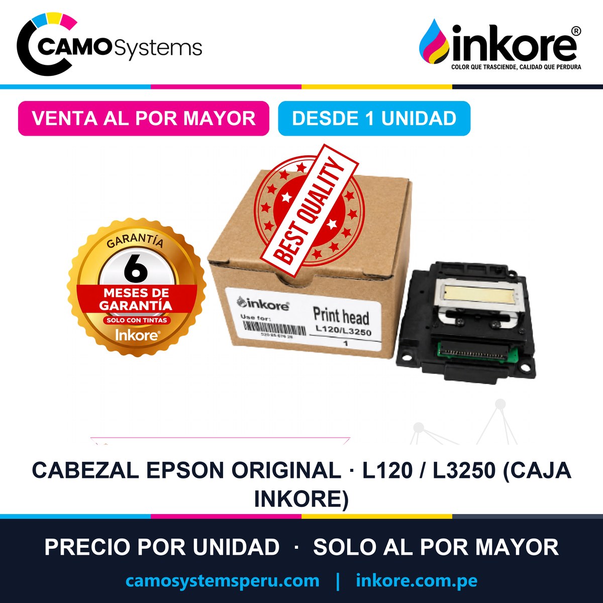 Cabezal Epson original L120 / L3250 y compatibles, en caja Inkore (garantía 6 meses) - Precio al por mayor desde 1 unidad