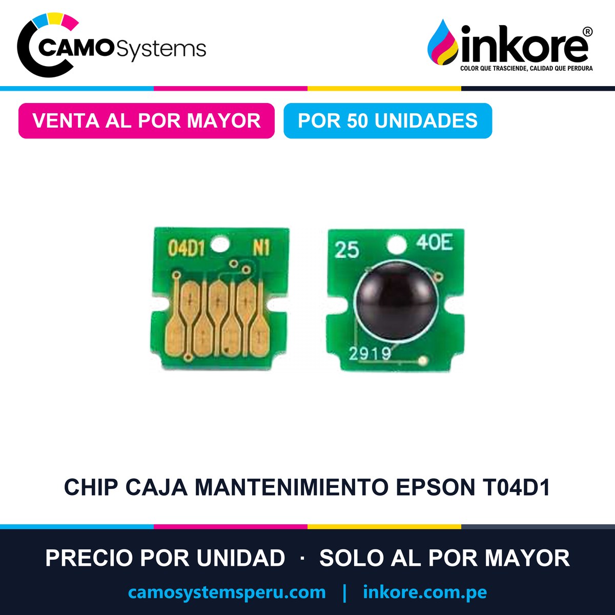 Chip para caja de mantenimiento Epson T04D1 - Precio al por mayor por 50 unidades