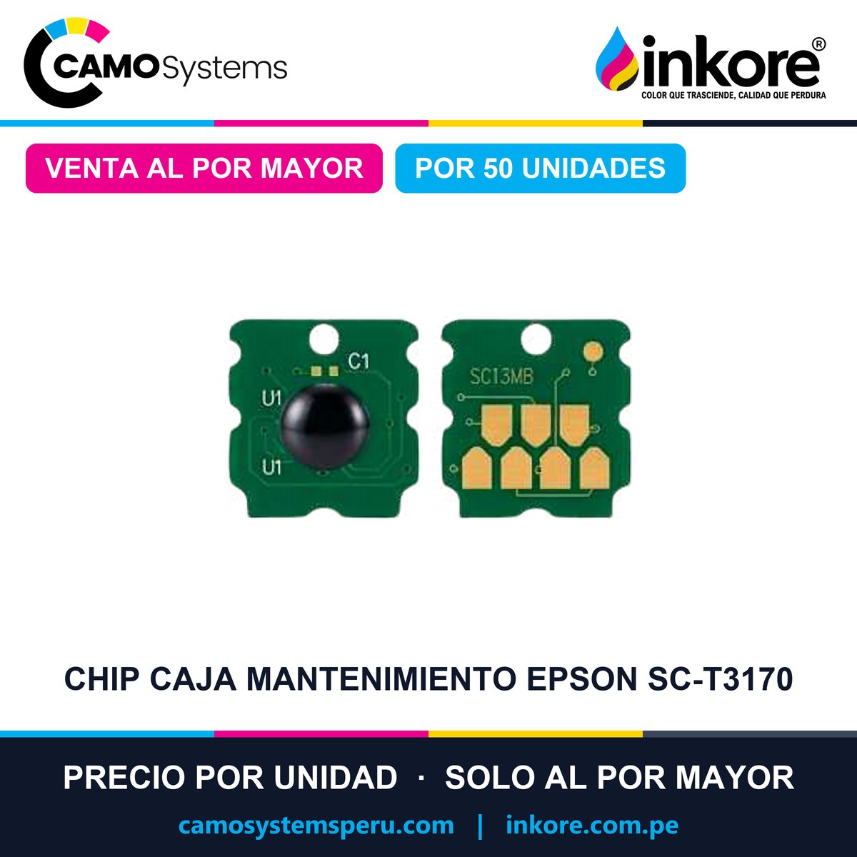 Chip para caja de mantenimiento Epson SC-T3170 - Precio al por mayor por 50 unidades
