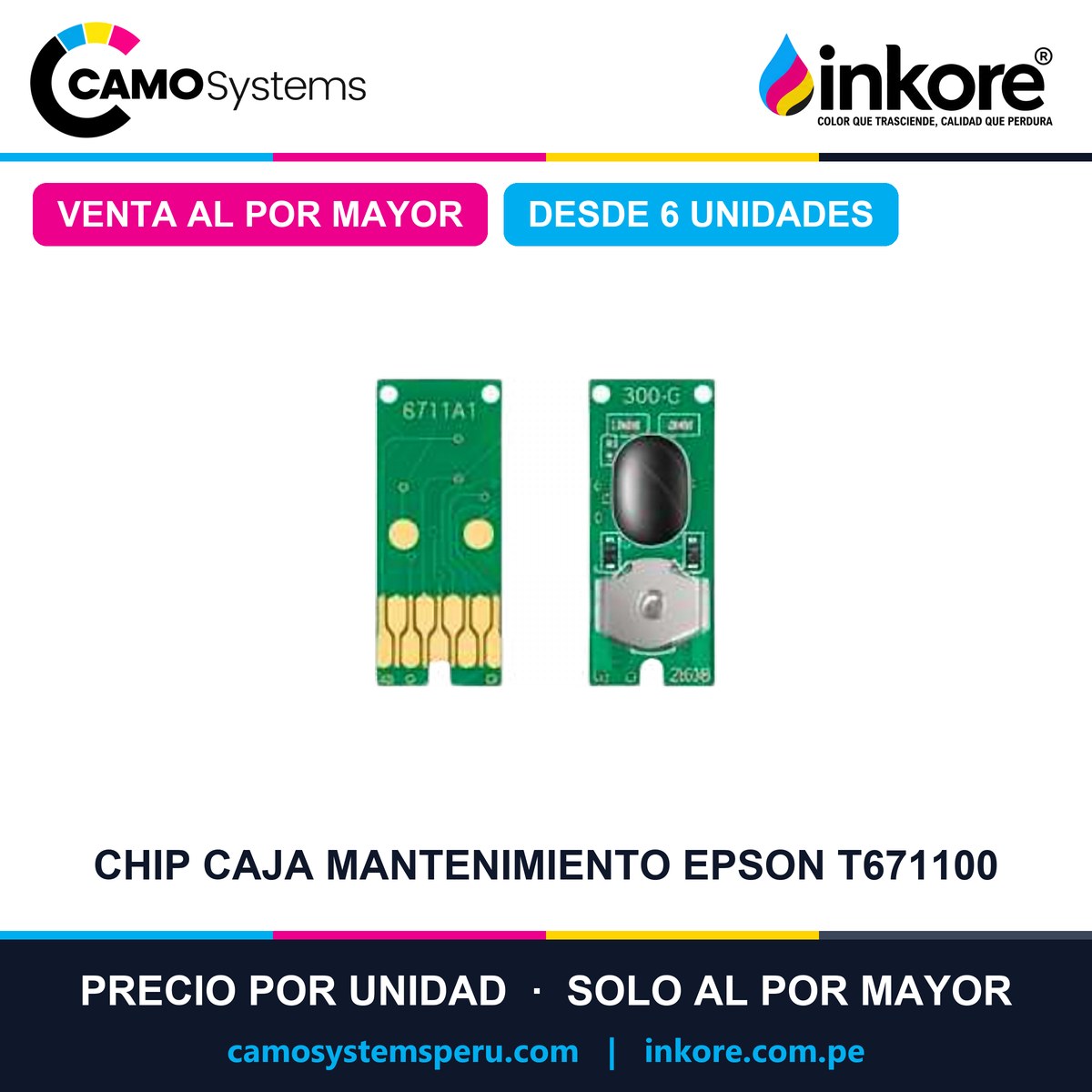 Chip para caja de mantenimiento Epson T671100 - Precio al por mayor desde 6 unidades