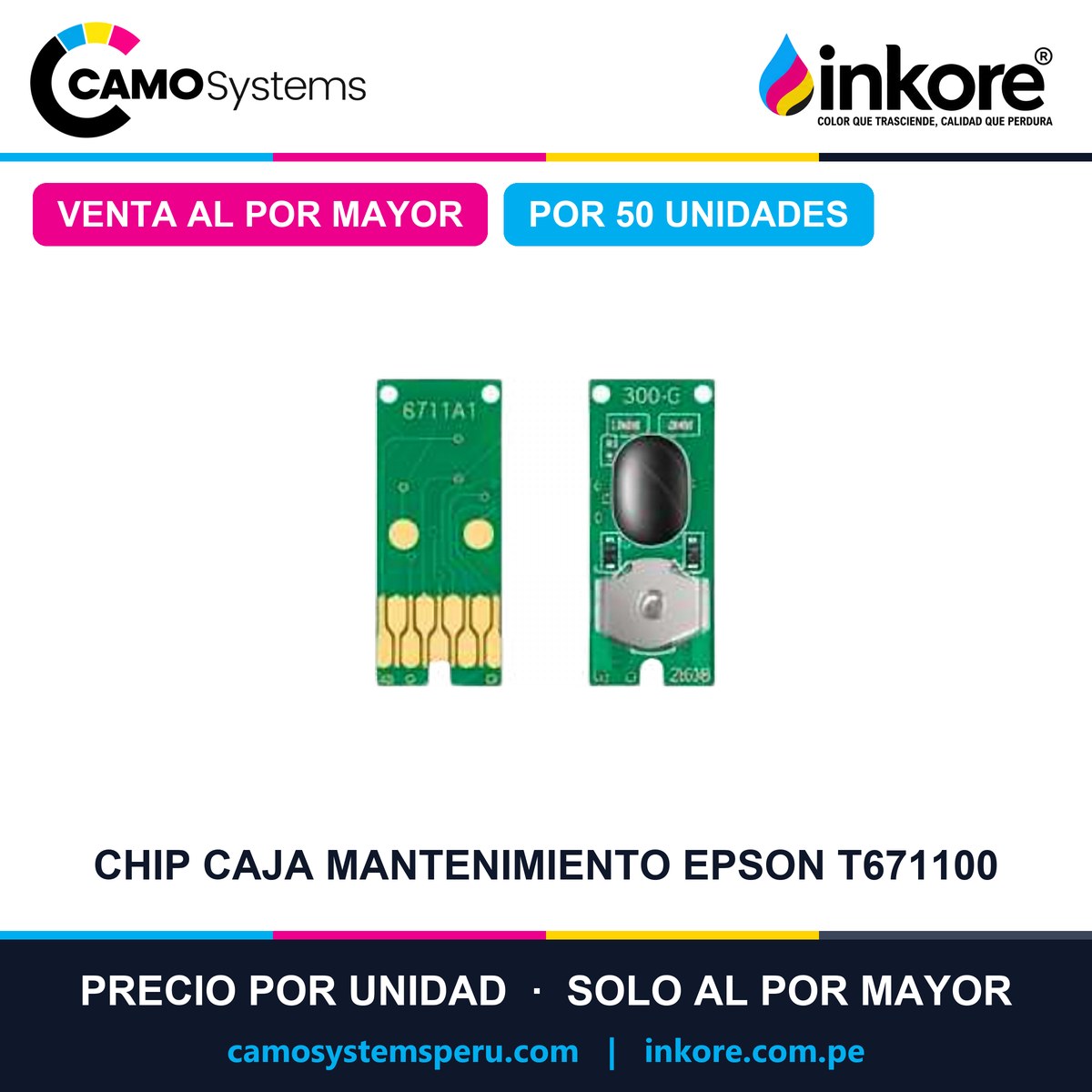Chip para caja de mantenimiento Epson T671100 - Precio al por mayor por 50 unidades