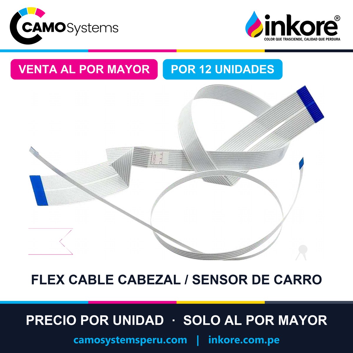 Flex cable de cabezal y de sensor de carro Epson L110 a L566 - Precio al por mayor por 12 unidades