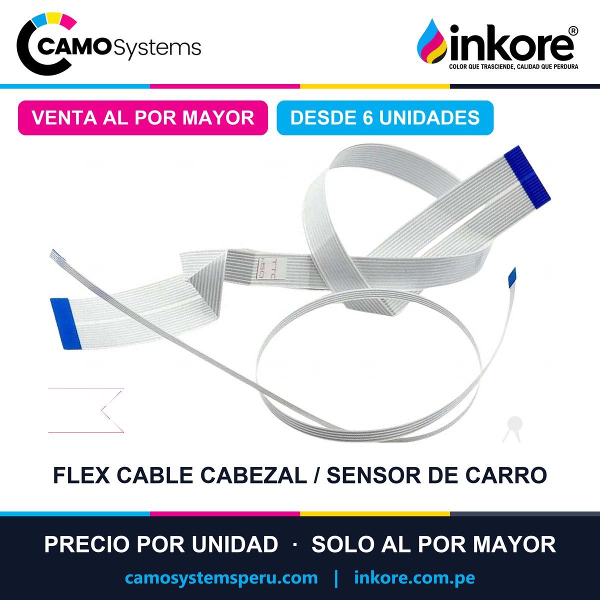 Flex cable de cabezal y de sensor de carro Epson L1110 / L1210 / L1250 / L3110 a L5590 - Precio al por mayor desde 6 unidades