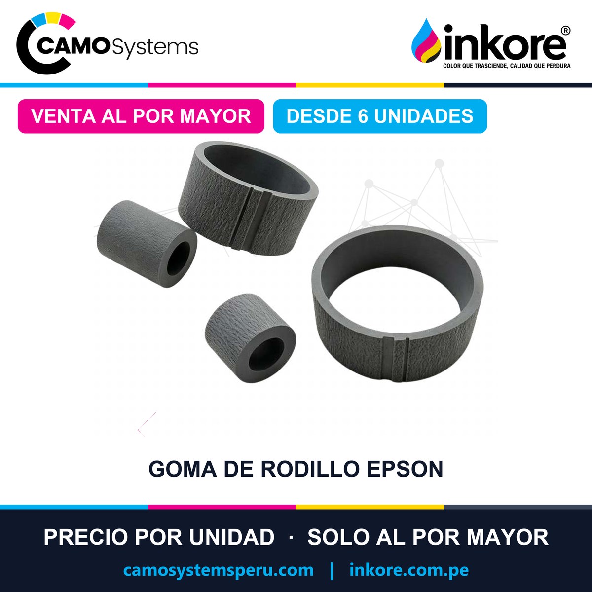 Goma de rodillo Epson (L3110, L3150, L3250, L3210, L4160, L210, L355, L365) - Precio al por mayor desde 6 unidades