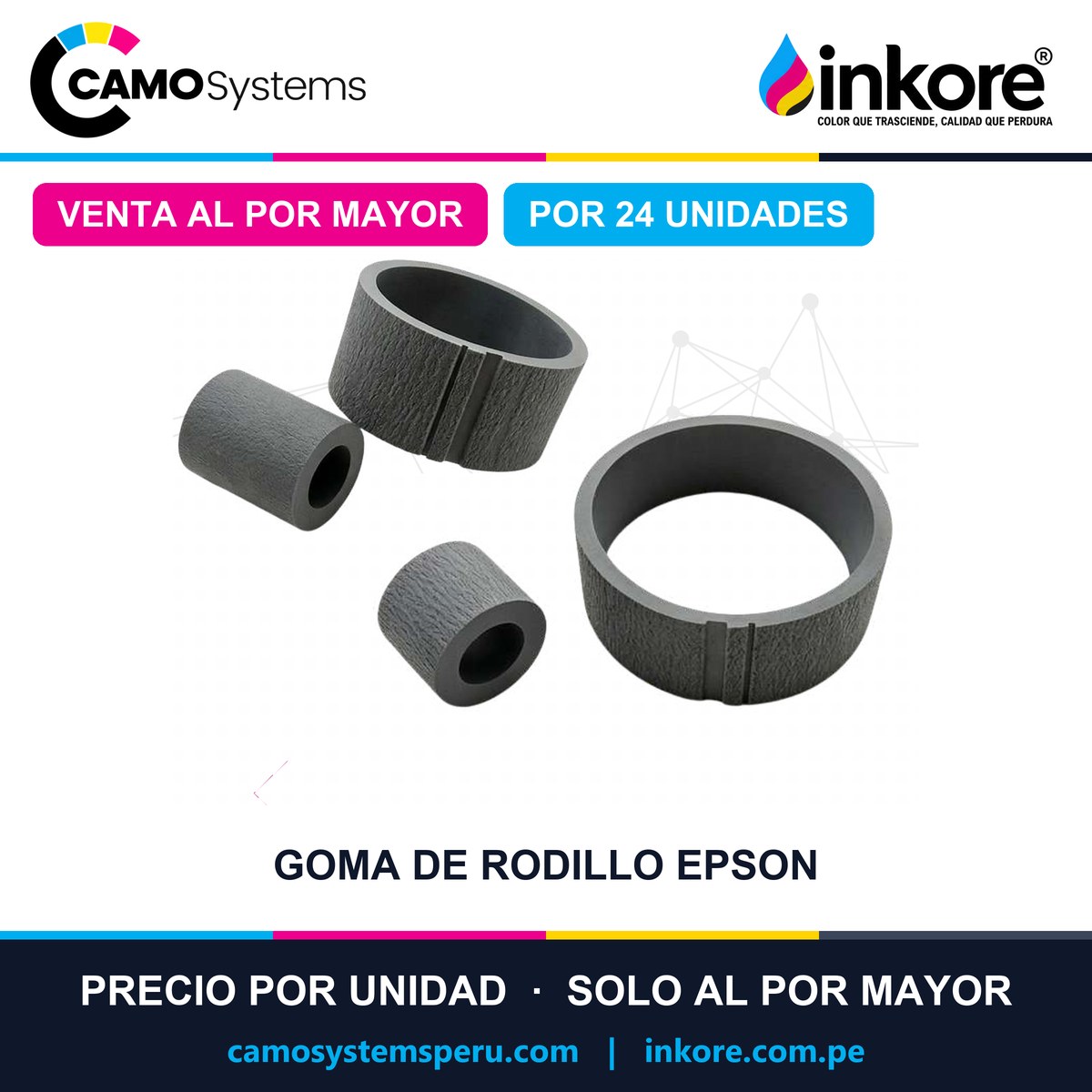 Goma de rodillo Epson (L3110, L3150, L3250, L3210, L4160, L210, L355, L365) - Precio al por mayor por 24 unidades