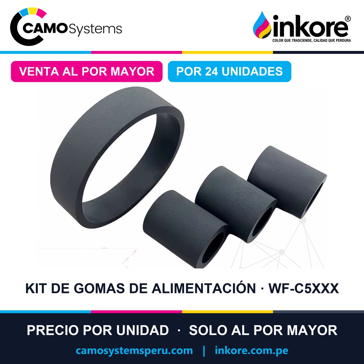 Kit de gomas de alimentación de recogida Epson WF-C529R / C579R / C5210 / C5290 / C5710 / C5790 / M5298 / M5299 / M5799 - Precio al por mayor por 24 unidades
