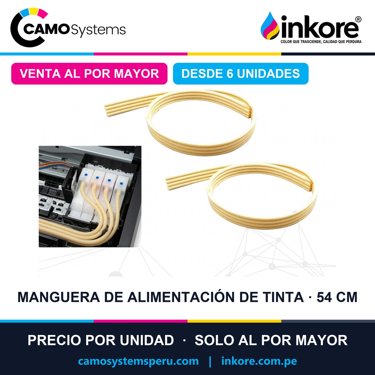 Manguera de alimentación de tinta 54 cm para Epson (L3110, L3150, L1110, L3250, L5190, L5290) - Precio al por mayor desde 6 unidades