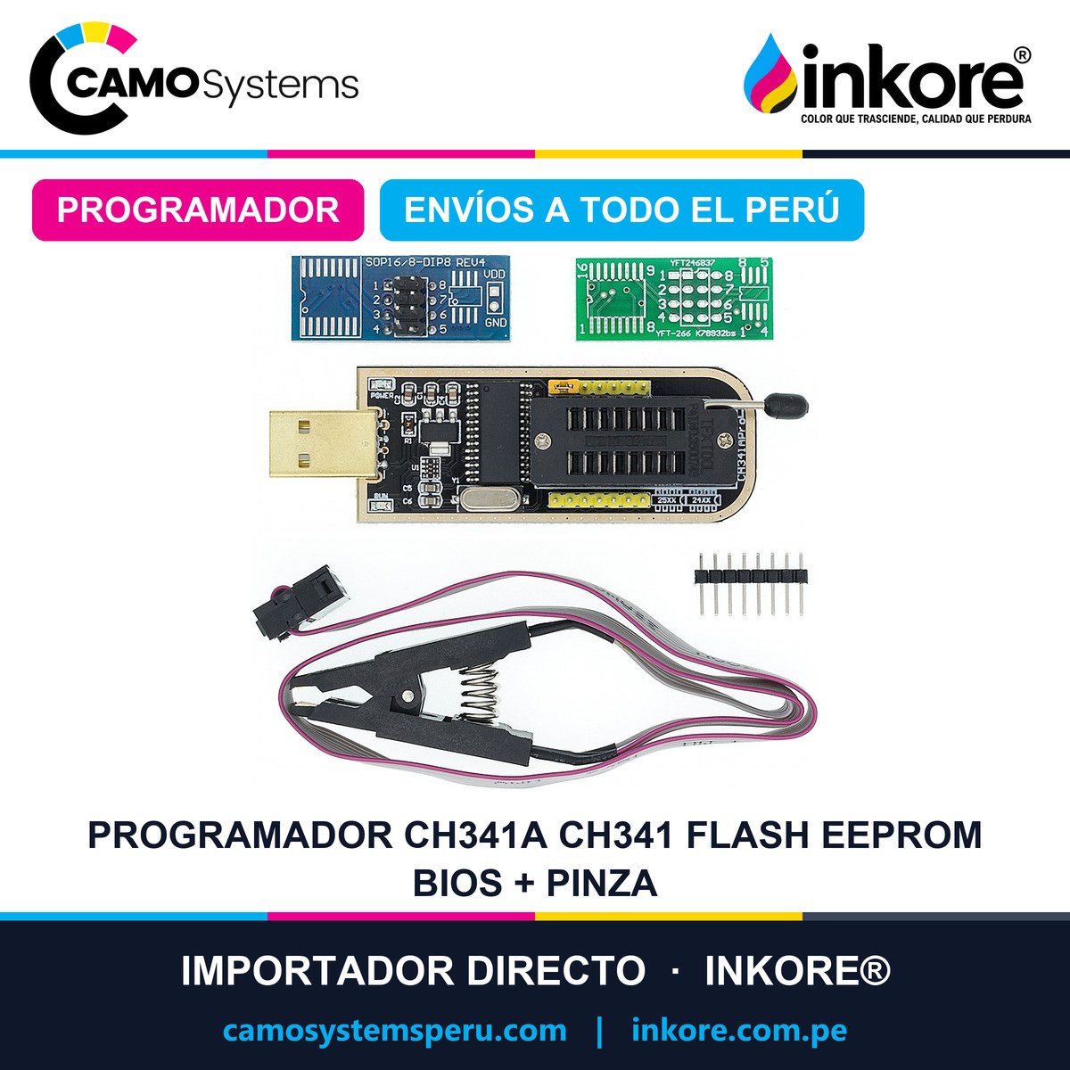 Programador Ch341a Ch341 Flash Eeprom Bios + Pinza