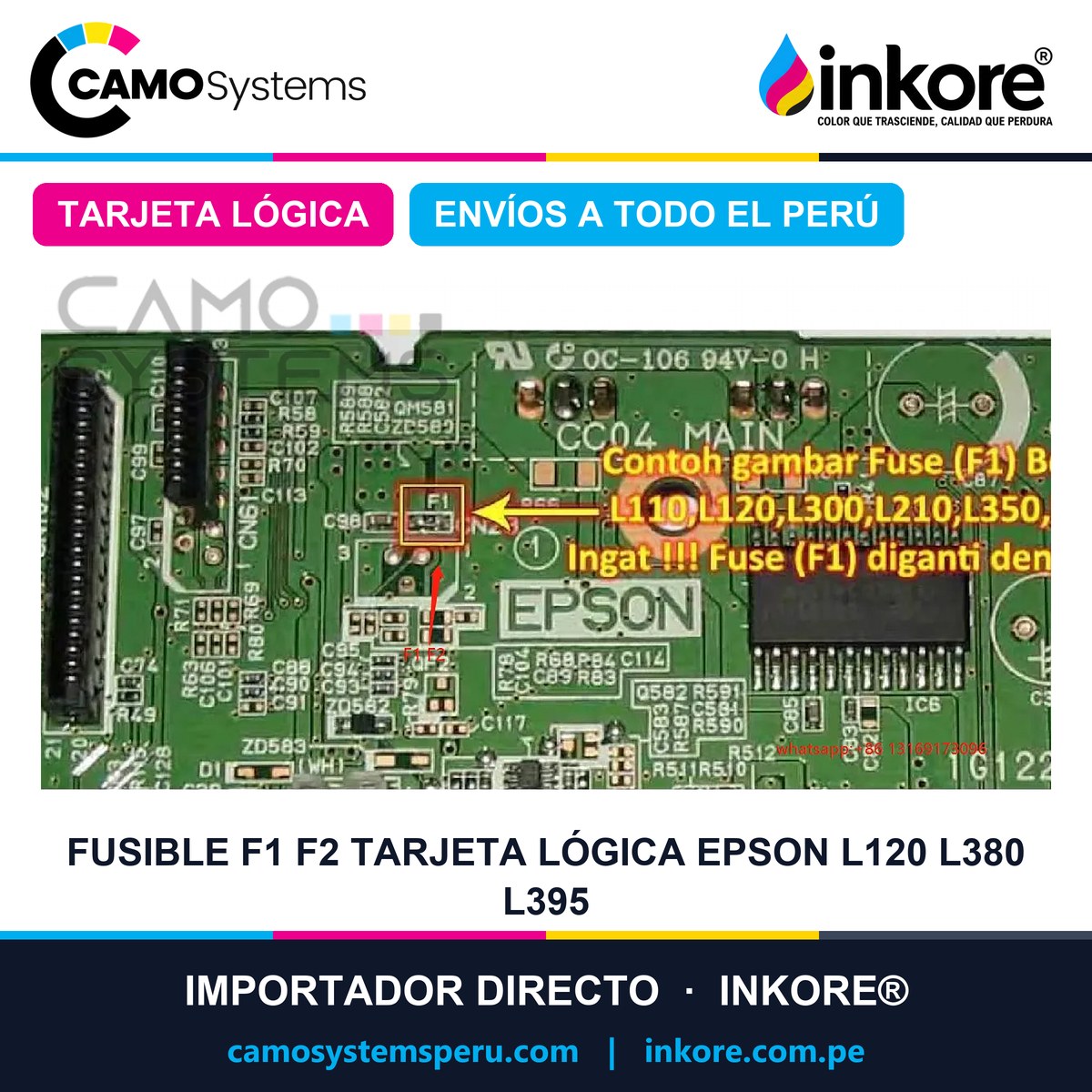 Fusible F1 F2 Tarjeta lógica Epson L120 L380 L395