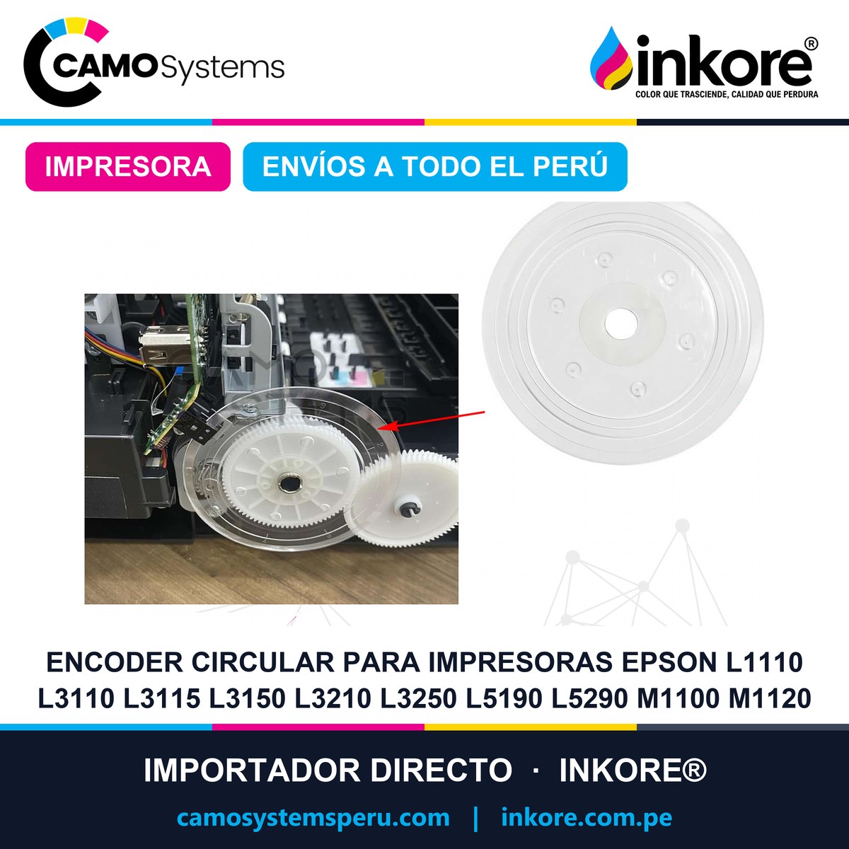 Encoder circular para impresoras Epson L1110 L3110 L3115 L3150 L3210 L3250 L5190 L5290 M1100 M1120