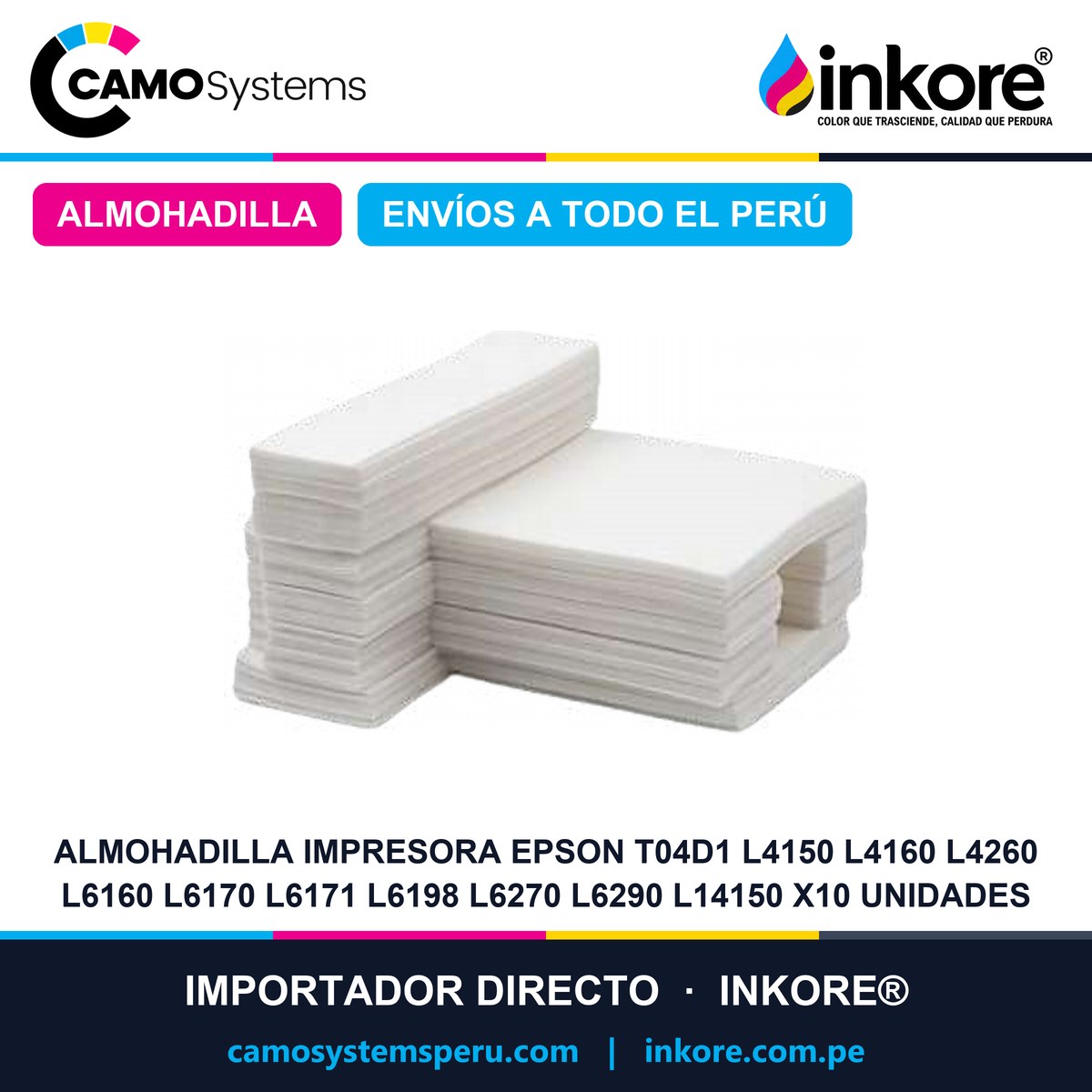 Almohadilla  Impresora Epson T04D1 L4150 L4160 L4260 L6160  L6170 L6171 L6198 L6270 L6290 L14150 X10 UNIDADES