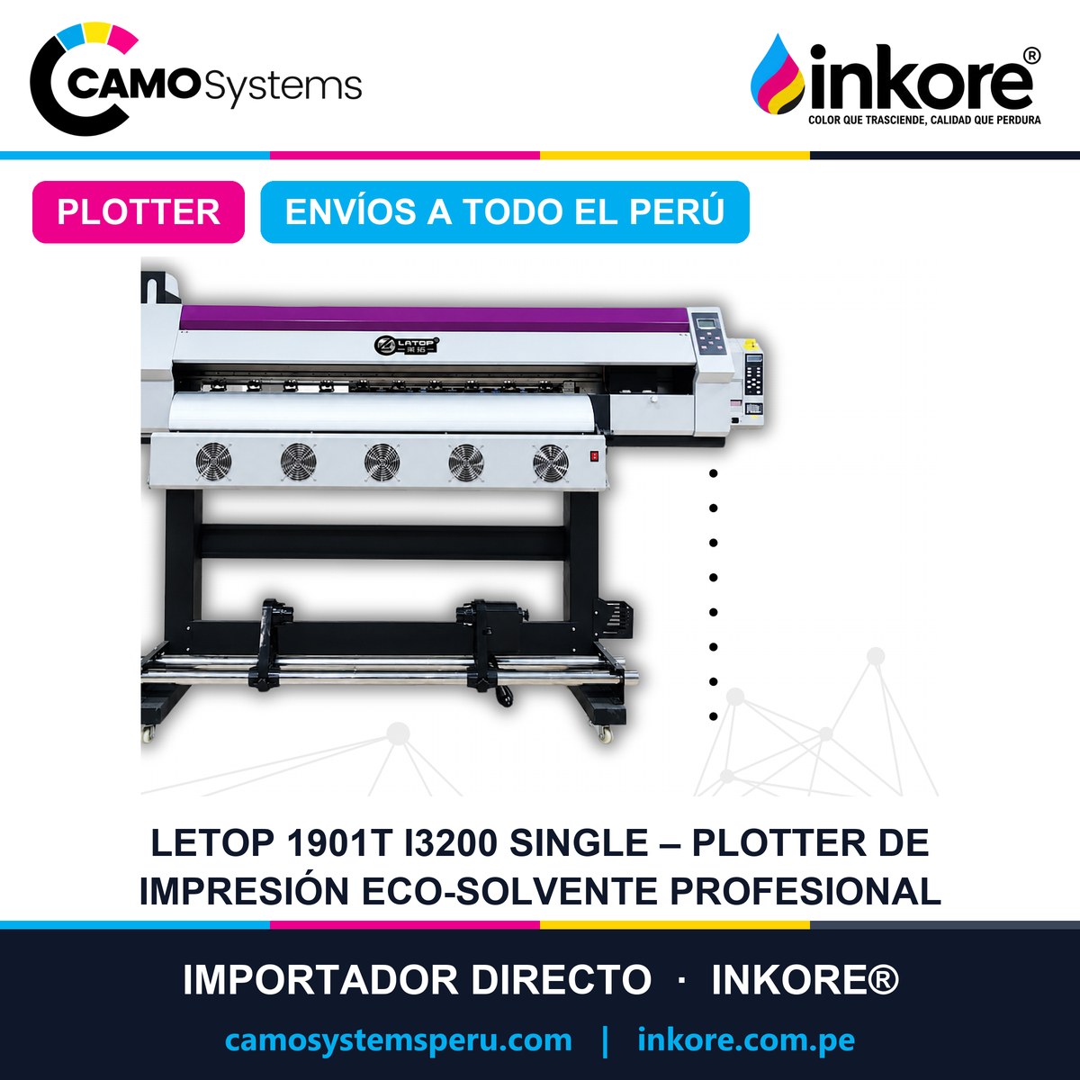 LETOP 1901T i3200 SINGLE - Plotter de Impresión Eco-Solvente Profesional