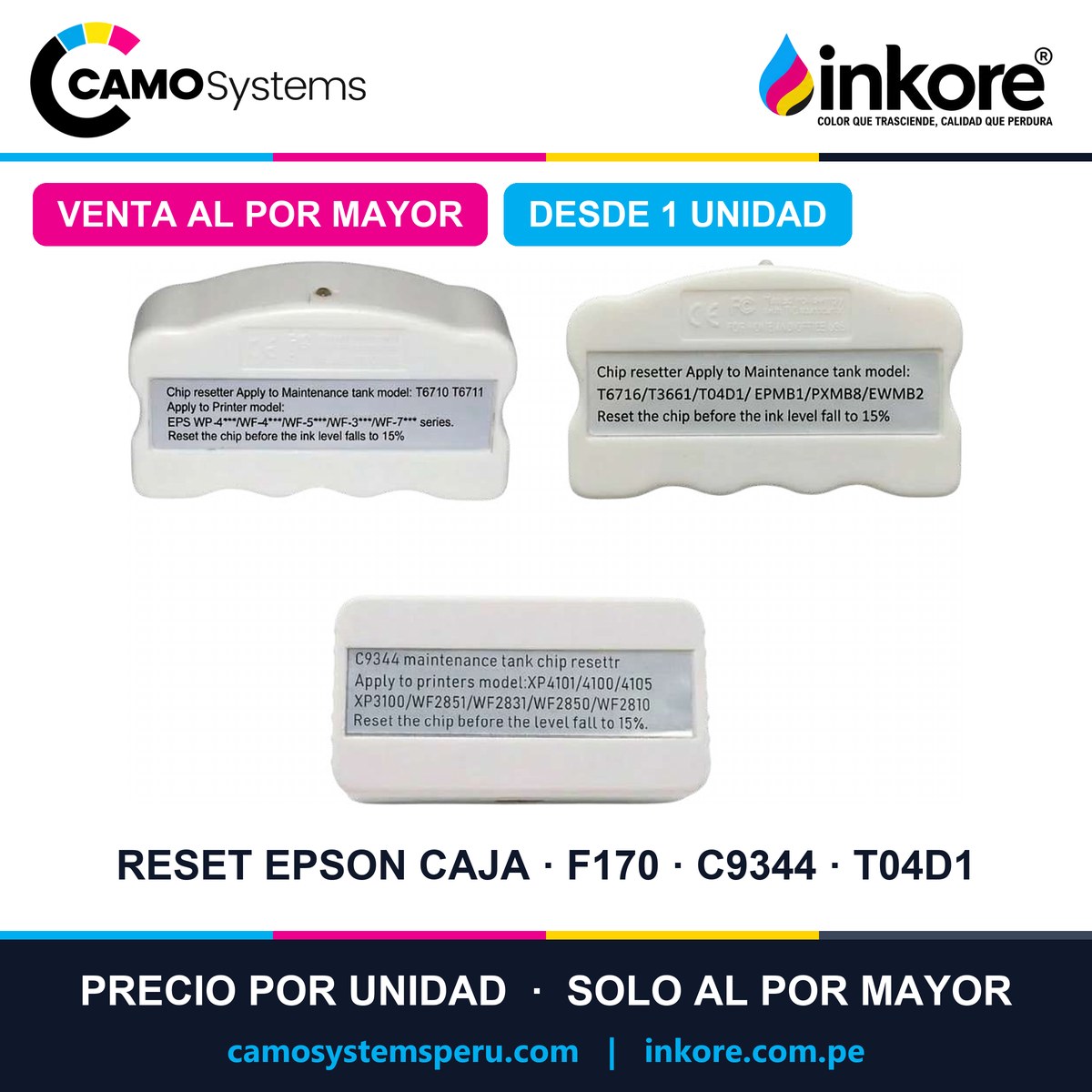 Reset de caja de mantenimiento Epson F170 / C9344 / T04D1 - Precio al por mayor desde 1 unidad