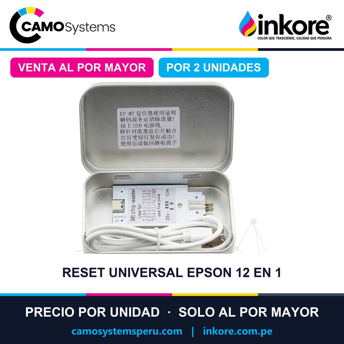 Reset universal Epson 12 en 1 - Precio al por mayor por 2 unidades
