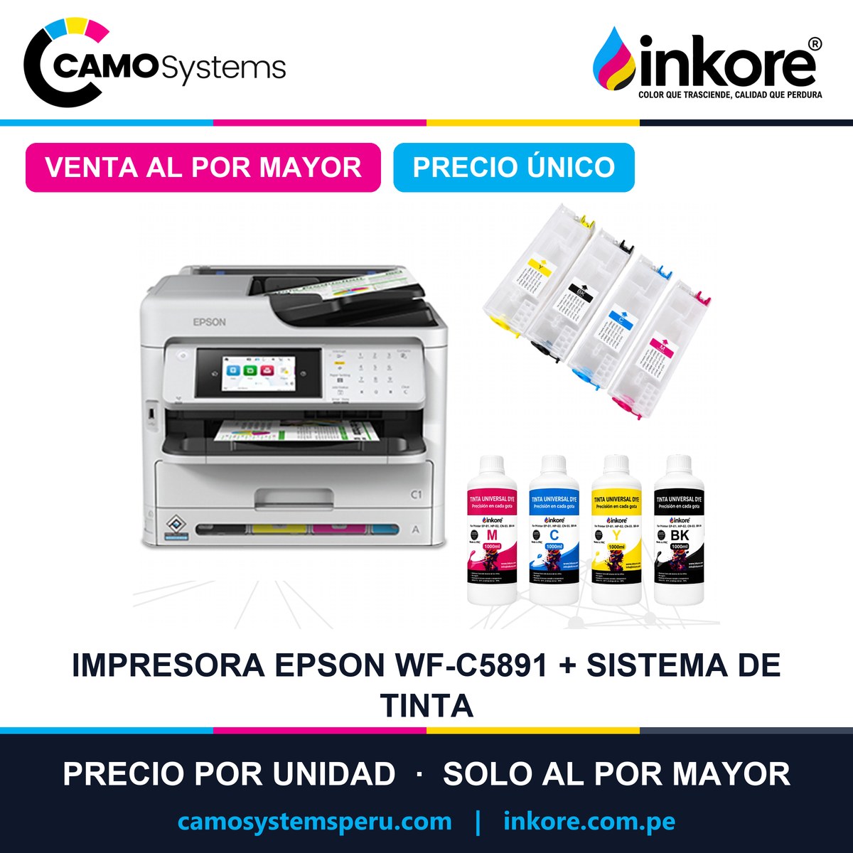 Impresora Epson WF-C5891 + sistema de tinta (cartuchos recargables) - Precio al por mayor