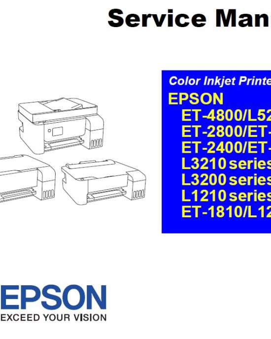 Manual de servicio de la impresora  Epson ET-1810, ET-2400, ET-2800, ET-2810, ET-2820, ET-4800, L1210, L1250, L3200, L3210, L3250, L3260, L5290