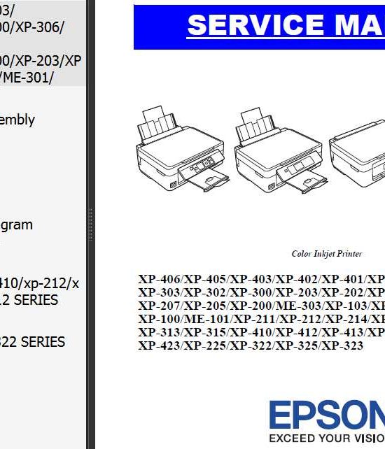 Manual de servicio de Epson XP-100/101/102/103/104, XP-200/201/202/203/204/205/207, XP-211, XP-212, XP-214, XP-215, XP-225, XP-300, XP-302, XP-303, XP-305, XP-306, XP-310, XP-312, XP-313, XP-315, XP-322, XP-323, XP-325, XP-400/401/402/403/405/406