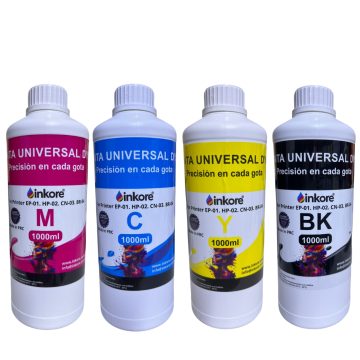 Tinta Inkore Universal 4lt Para Epson, Hp, Brother, Canon CMYK
