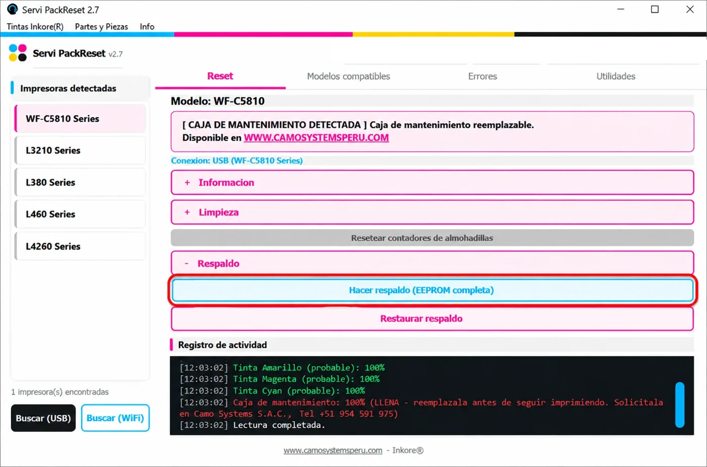 ServiPack: respaldo y restauración de la EEPROM completa